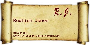 Redlich János névjegykártya